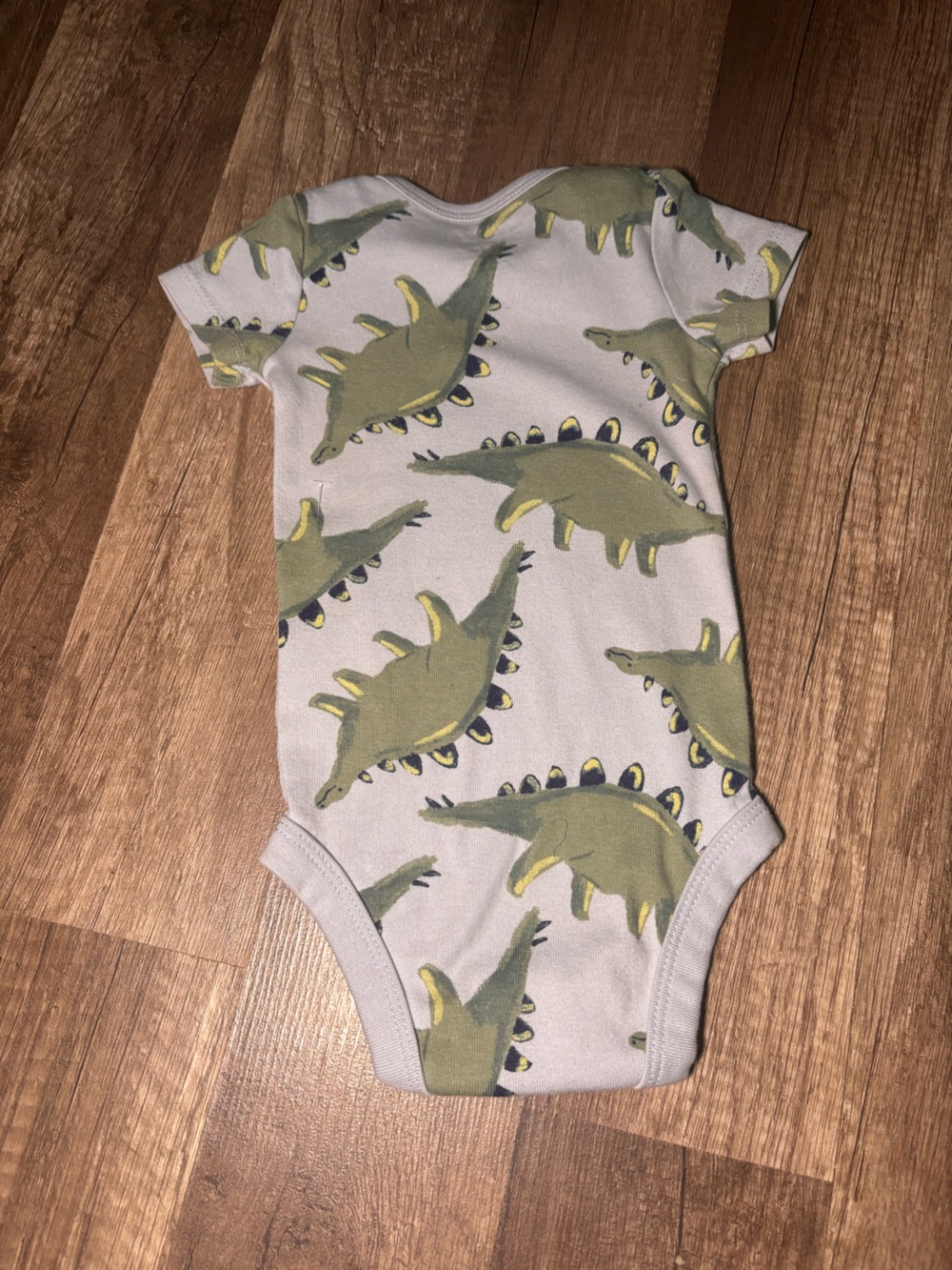 Carter's Light Gray One-Piece with Green Dinosaur Print. 210 - Picture 4 of 4